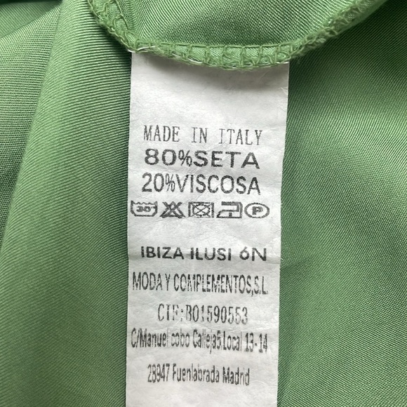 Just One Thing Italian Silk Relaxed Sleeveless Swing Slip Maxi Dress Green OS - Picture 7 of 7